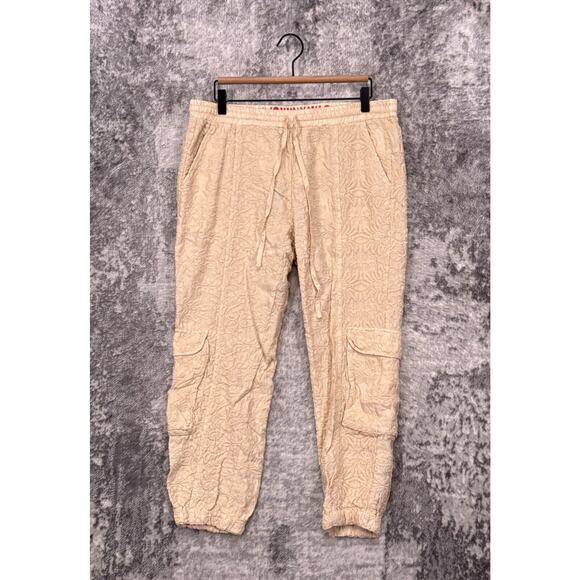 Johnny Was Pants - Johnny Was Pants Medium Womens Ivory Embroidered Cargo Jogger